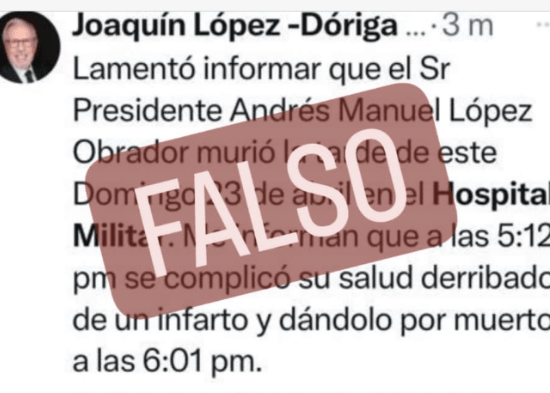López-Dóriga denuncia tuit falso sobre muerte de AMLO